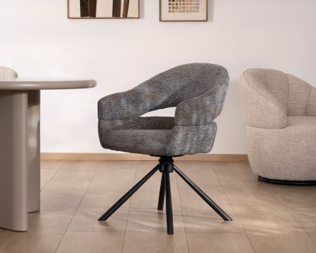 Lote de 2 sillas giratorias con asiento envolvente «Movy» en tejido de rizo gris