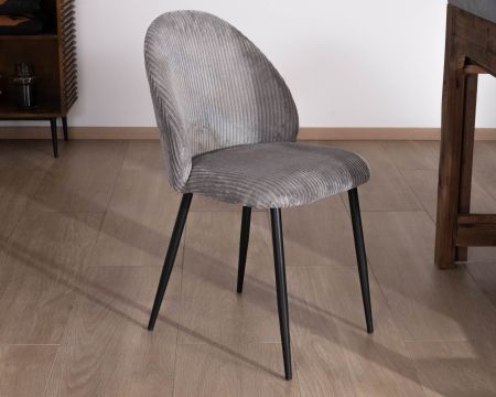 Lote de 4 sillas de comedor contemporáneas de terciopelo acanalado gris «Bellot»