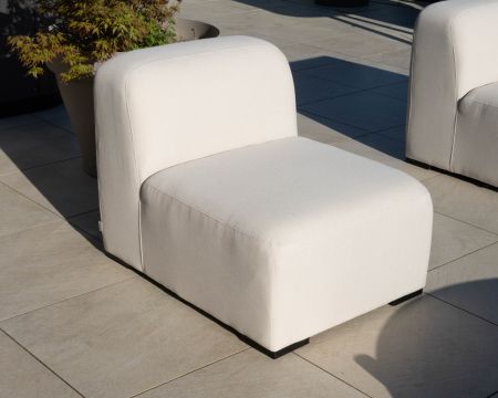 Asiento para sofá modular de exterior de tela blanca «Miroly Bay», de diseño orgánico