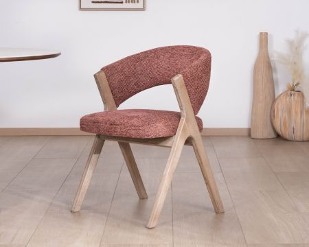Lote de 2 sillas de comedor color tierra de Siena «Kyara», de estilo retro-contemporáneo