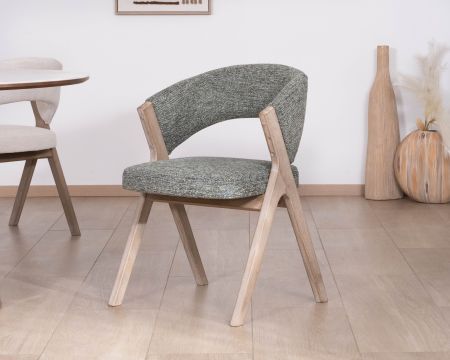 Juego de 2 sillas de comedor de estilo retro en color verde salvia «Kyara», de madera de caucho