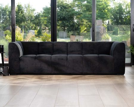 Sofá de 3 plazas de terciopelo antracita sedoso con pespuntes «Enjoy Home»