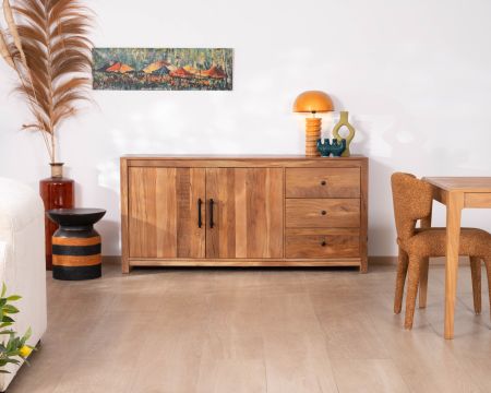 Aparador de estilo rústico de 170 cm, fabricado en madera reciclada «Mokal»