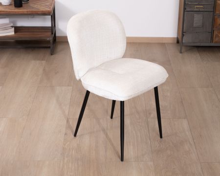 Lote de 2 sillas de comedor cómodas de estilo escandinavo «Kinsac» en tejido de rizo blanco