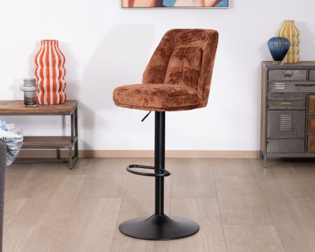 Lote de 2 sillas de bar giratorias de terciopelo liso color terracota con respaldo alto «Zoung» y altura regulable