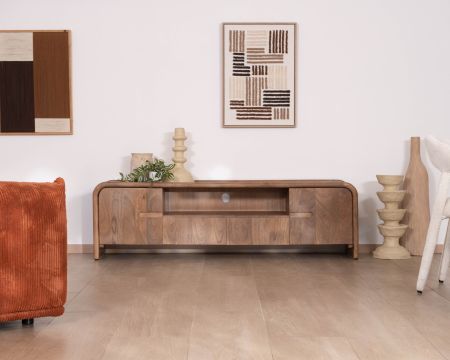 Mueble para la tele de estilo neovintage en madera maciza de mango «Spelano», 170 cm