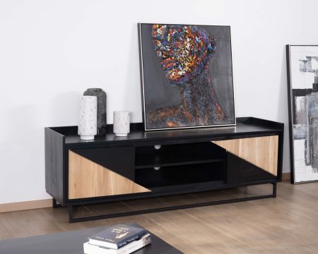Mueble para la tele de 180 cm con 2 puertas, de madera maciza «Trace»