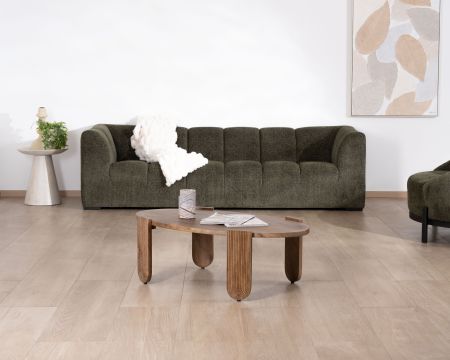 Sofá de 3 plazas de tela bouclé verde «Enjoy Home»