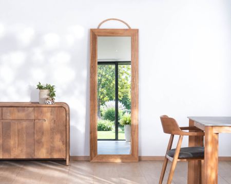 Espejo grande de sobremesa de 180 cm de teca «Solira», de estilo natural
