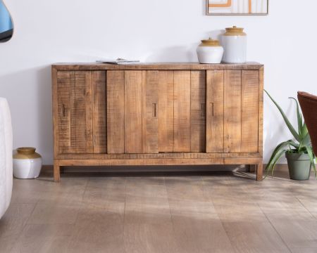 Aparador «Aruna» de madera maciza de mango con 4 puertas correderas, de estilo étnico chic