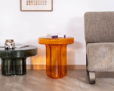 Mesita auxiliar de cristal naranja de estilo vintage «Cyléa»