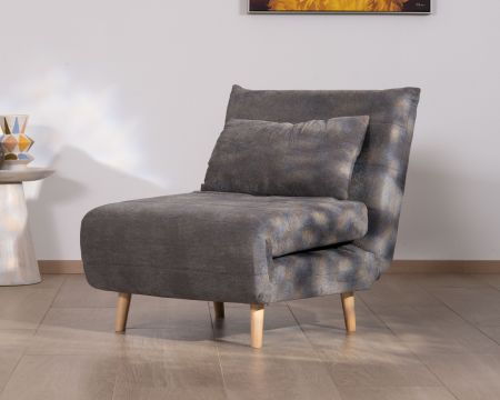 Sillón modular convertible en cama supletoria «Folda» de tela gris