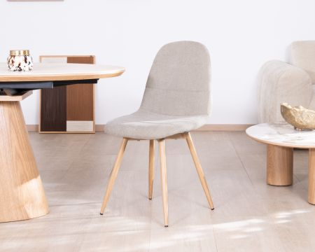 Lote de 4 sillas giratorias de estilo «soft seating» «Noma», en tejido gris claro jaspeado, con patas con acabado de roble