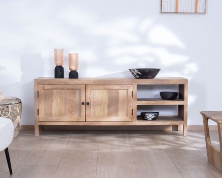 Mueble para la tele de 160 cm de madera de mango «Maestro» con doble puerta