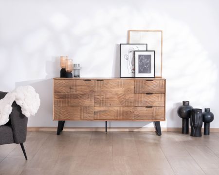 Mueble bajo de 160 cm con cajones «Uky», de diseño contemporáneo con un toque retro