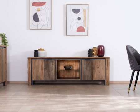 Mueble para la televisión 175 de palisandro y acacia con iluminación LED «Enoa»