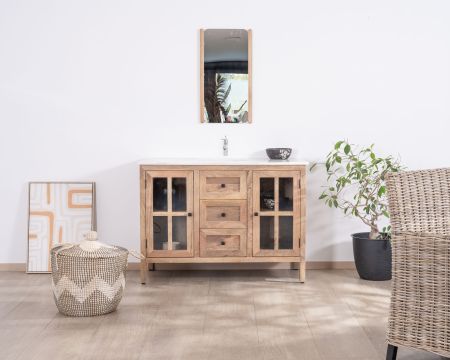 Mueble de baño con lavabo simple de 120 cm «Maestro», de madera de mango