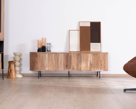 Mueble para la tele de estilo retro en madera de acacia «Bopee», 175 cm