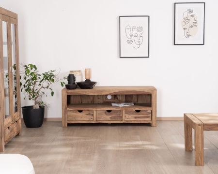 Mueble para televisión de 150 cm en palisandro «Kalanohé», con un gran hueco y 3 cajones