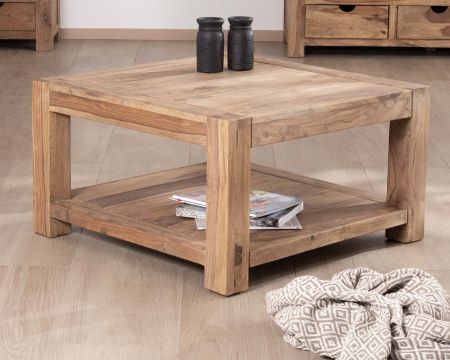 Mesa de centro cuadrada con doble tablero «Kalanohé» de palisandro