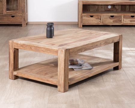 Mesa de centro rectangular con doble tablero «Kalanohé» de palisandro