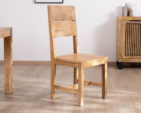 Lote de 2 sillas de comedor de madera de mango sin tratar «Manoha»