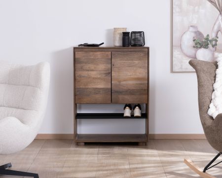 Zapatero de madera maciza de mango «Geta» con compartimentos