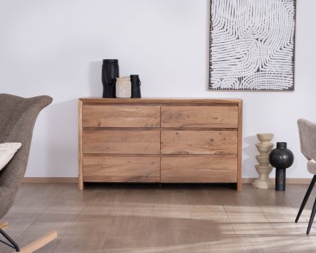Cómoda de 6 cajones de acacia de estilo escandinavo «Lignum»