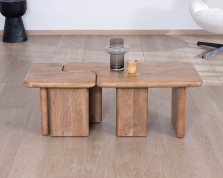 Mesa de centro modular de madera de mango «Naura» de estilo orgánico