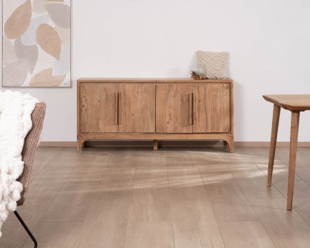 Aparador de acacia de 4 puertas de estilo escandinavo «Melody», 175 cm