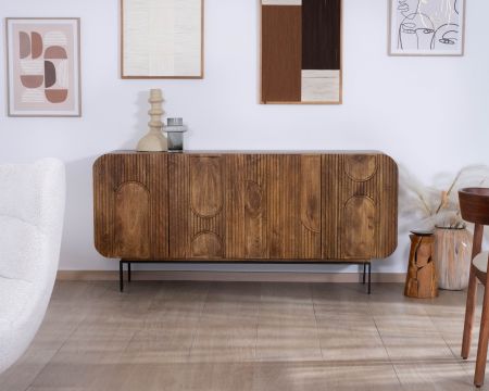Aparador de 4 puertas de estilo «newtro» en madera de mango «Moky», 175 cm