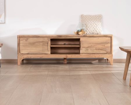Mueble para la tele de 160 cm de estilo zen, de madera de acacia, «Melody»
