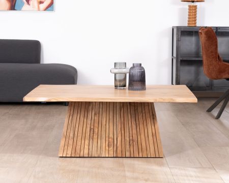 Mesa de salón de diseño «Elki» de acacia con pata central