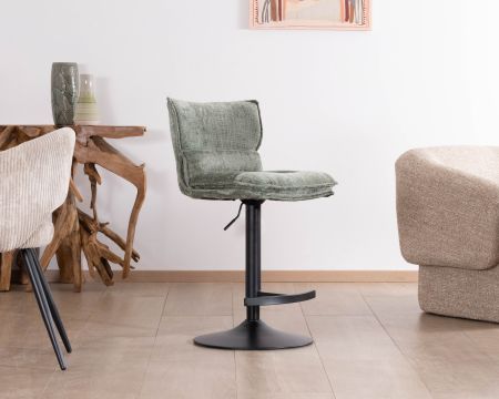Lote de 2 tronas regulables en altura «Topley» con asiento acolchado de terciopelo verde salvia