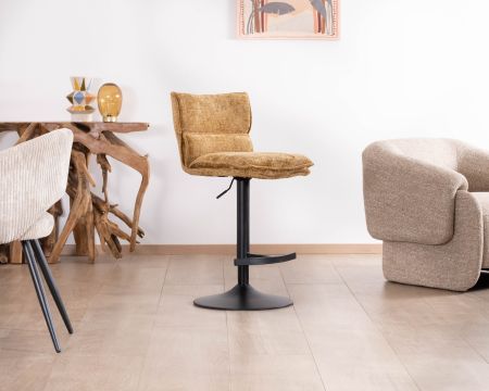 Lote de 2 tronas de tela color mostaza «Topley» con asiento regulable en altura