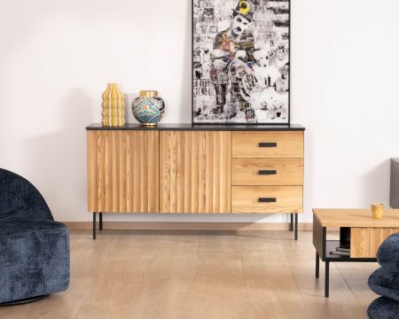 Aparador de fresno macizo de estilo «newtro» «Sydney», 160 cm