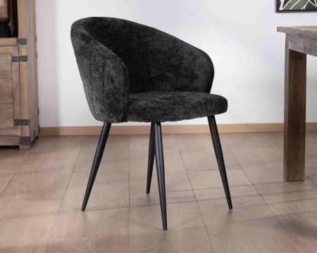 Lote de 2 sillas contemporáneas y envolventes de tela negra «Kandy»