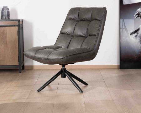 Sillón giratorio ultracómodo de microfibra gris oscuro «Grundy»