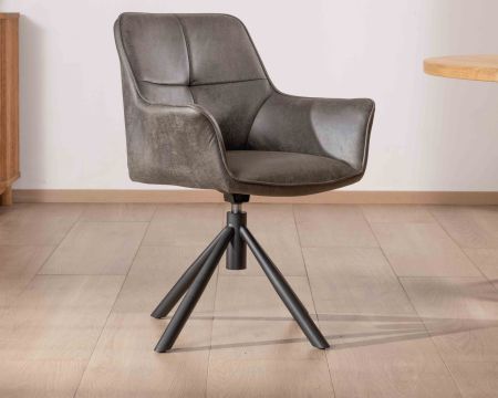 Lote de 2 sillas envolventes con base giratoria «Ritchey», de microfibra gris