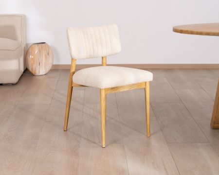 Lote de 2 sillas de estilo escandinavo en fresno natural y tela beige «Isadora»