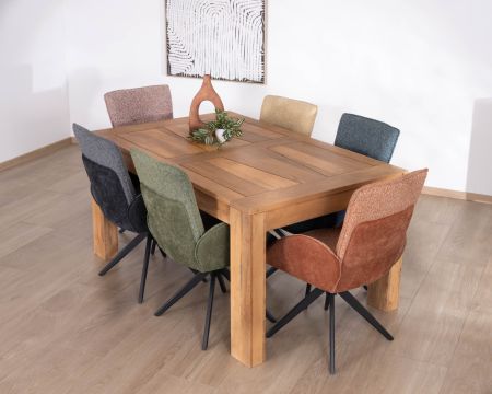 Mesa de comedor extensible de madera de mango con acabado en roble claro «Jappéo», de 160 a 250 cm