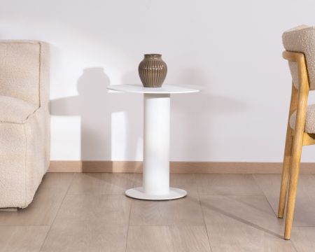 Mesita auxiliar redonda de exterior de aluminio blanco «Nusa Pedina», diámetro 45 cm