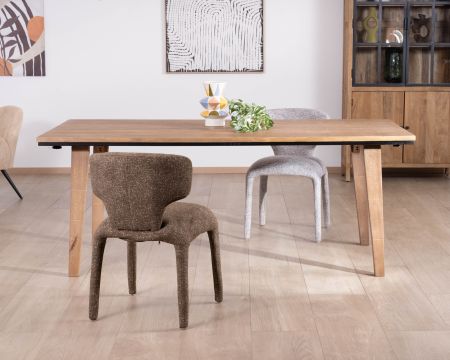 Mesa de comedor extensible de 200 a 280 cm, de madera maciza de mango «Santo», de estilo minimalista