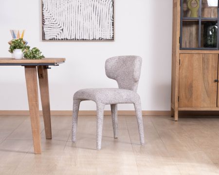 Lote de 2 sillas de comedor contemporáneas «Milano» en tejido jaspeado gris claro con tapizado integral