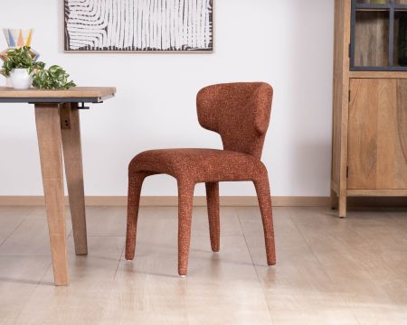 Lote de 2 sillas contemporáneas con tapizado integral en tejido terracota «Milano»