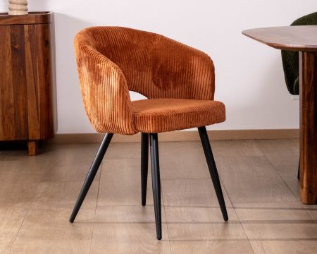 Lote de 2 sillas de comedor de terciopelo color óxido y patas de metal «Sonate»