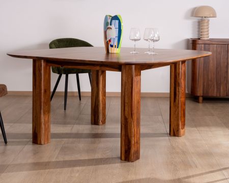 Mesa de comedor cuadrada de palisandro «Rosewood» de 150 cm, de diseño retro
