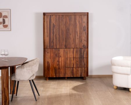 Aparador de palisandro con 3 puertas y cajones «Rosewood», 120 cm