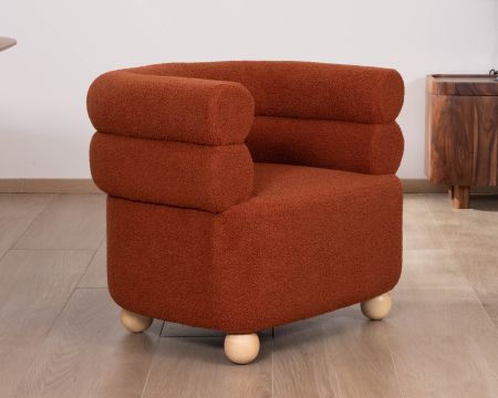 Pequeño sillón envolvente de estilo vintage «Wala» en tela color terracota