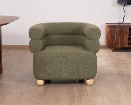 Pequeño sillón de estilo retro «Wala» en tela verde caqui